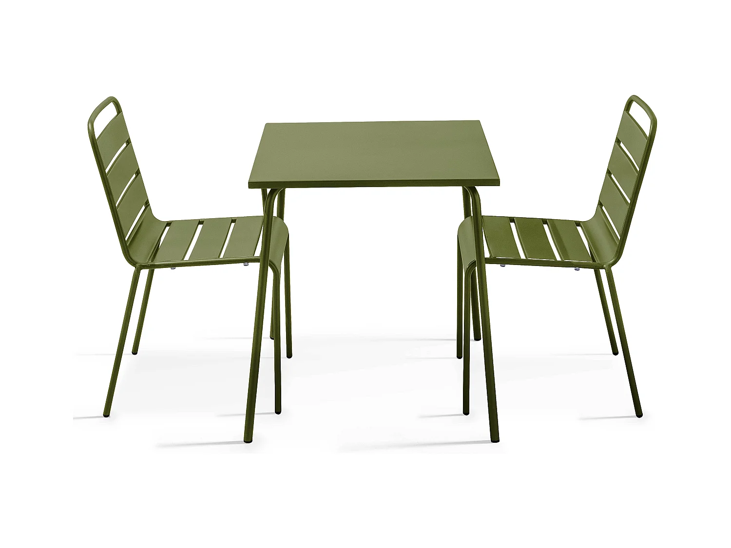 Ensemble table de jardin carrée et 2 chaises Vert Kaki - Palavas