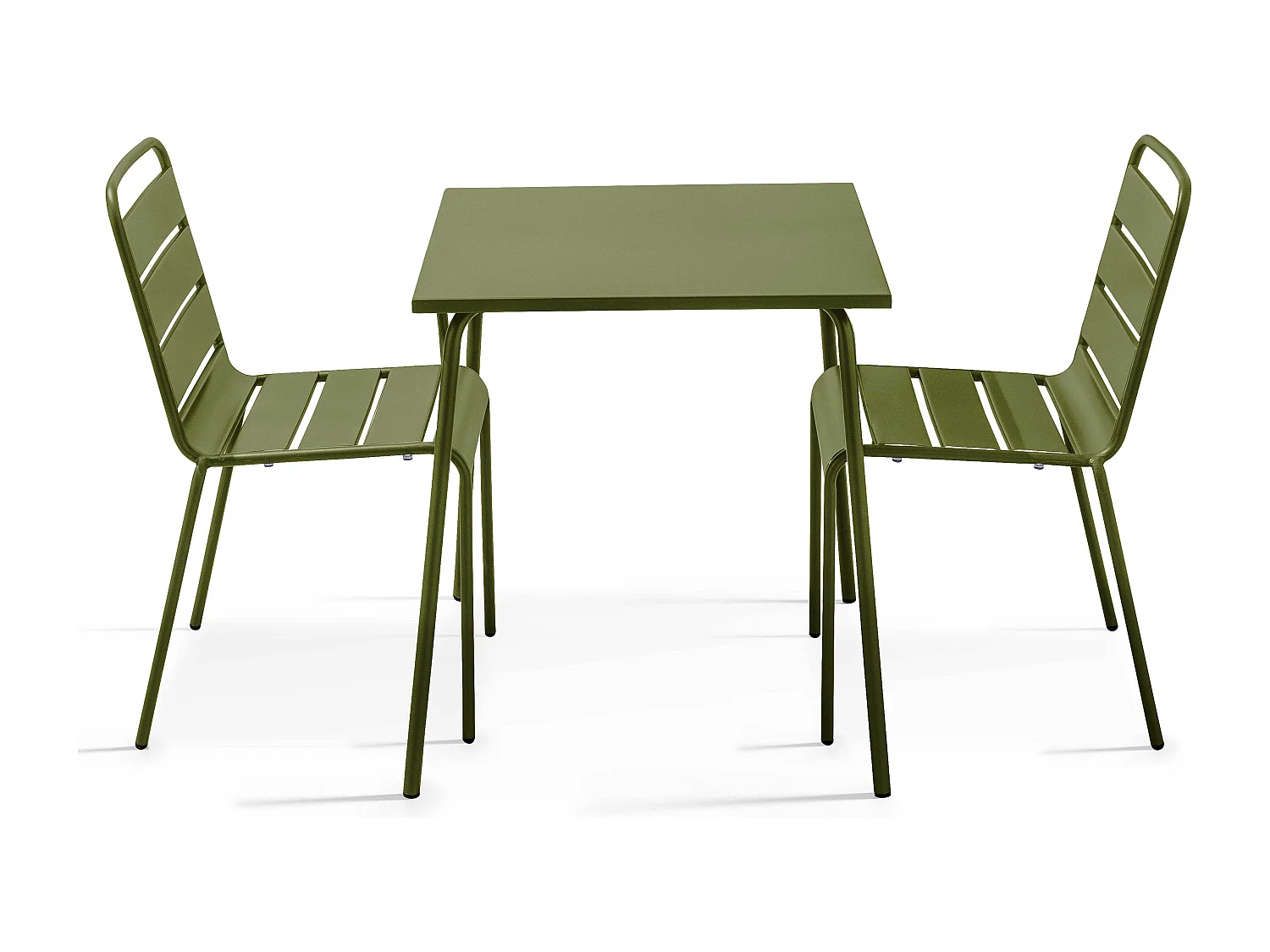 Ensemble table de jardin carrée et 2 chaises Vert Kaki - Palavas