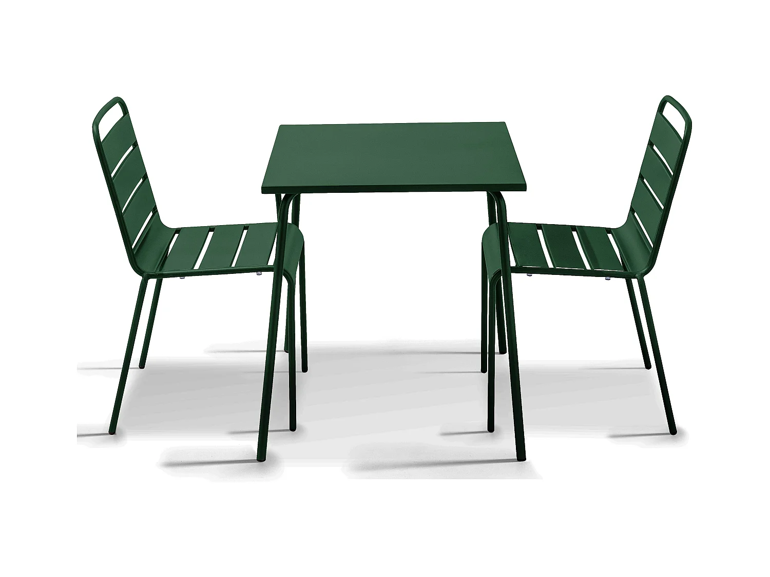 Ensemble table de jardin carrée et 2 chaises Vert forêt - Palavas