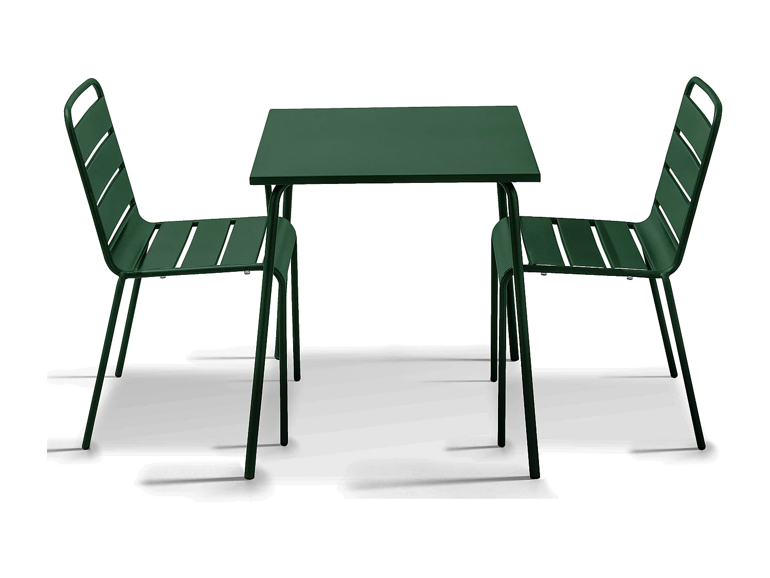 Ensemble table de jardin carrée et 2 chaises Vert forêt - Palavas