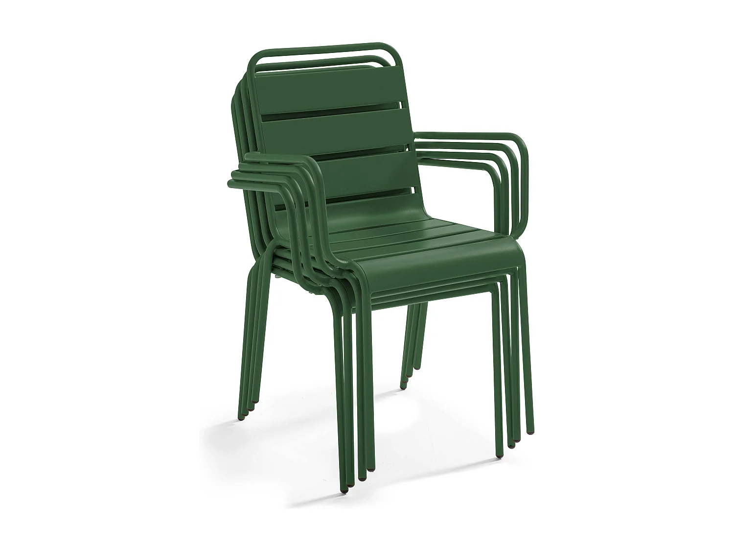 Ensemble table de jardin carrée et 4 fauteuils acier Vert forêt - Palavas