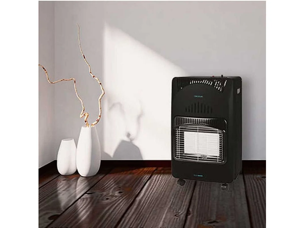 Estufa de gas Ready Warm 4000 Slim Fold Cecotec 4,2kW encendido piezoeléctrico con ruedas negro