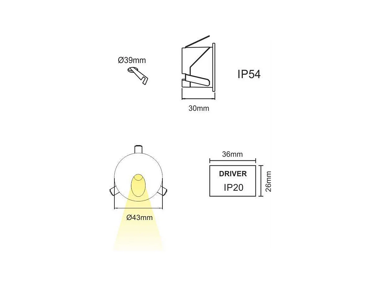 Polo - Beneito & Faure LED inbouwspot - 2W, natuurlijk licht 4000K, 65° - ronde witte inbouwspot