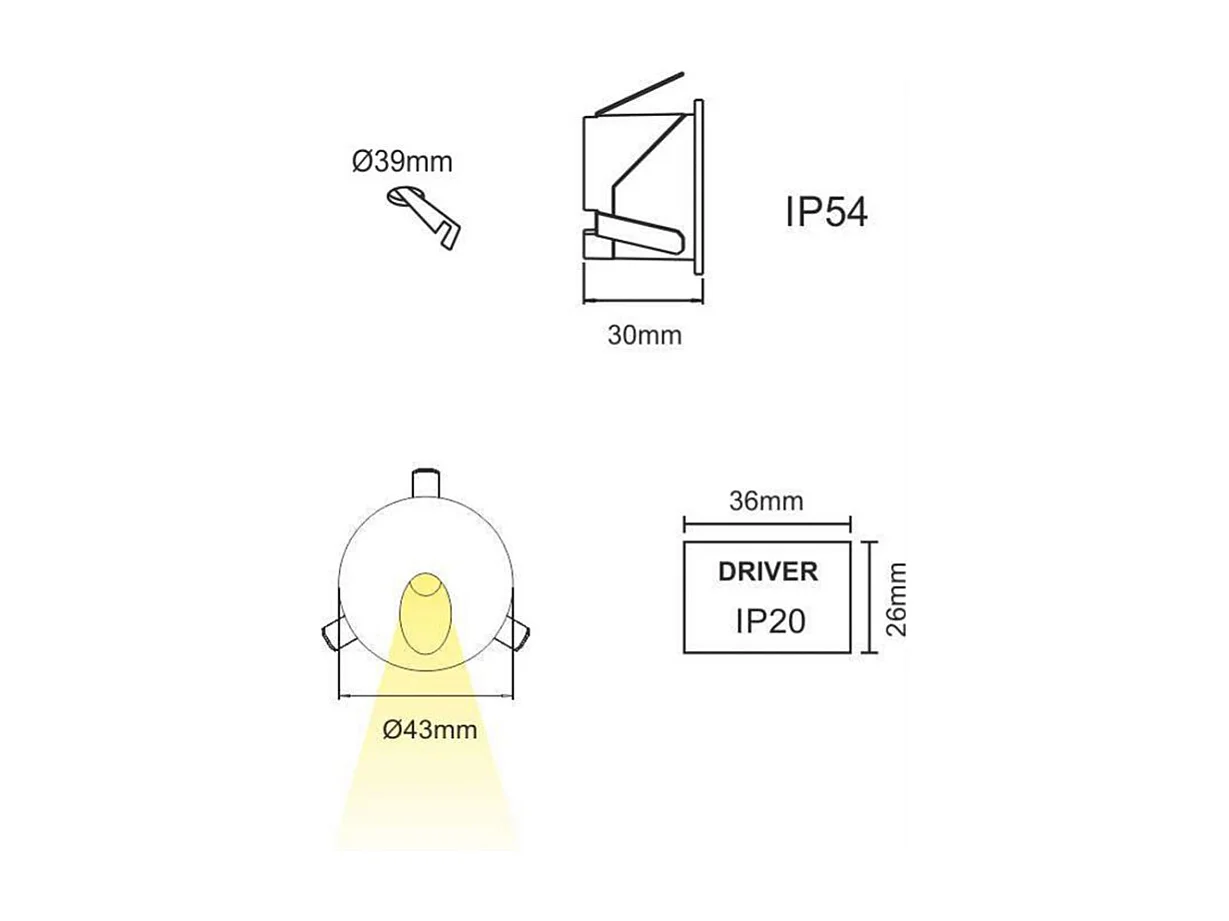 Polo - Beneito & Faure LED inbouwspot - 2W, natuurlijk licht 4000K, 65° - ronde witte inbouwspot