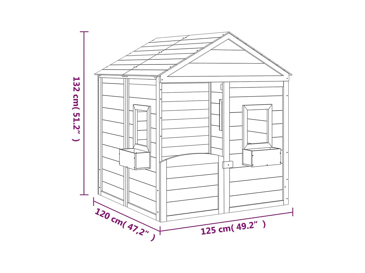 VidaXL Casita de juegos de madera 3-12 años puerta con cierre y maceteros madera/gris
