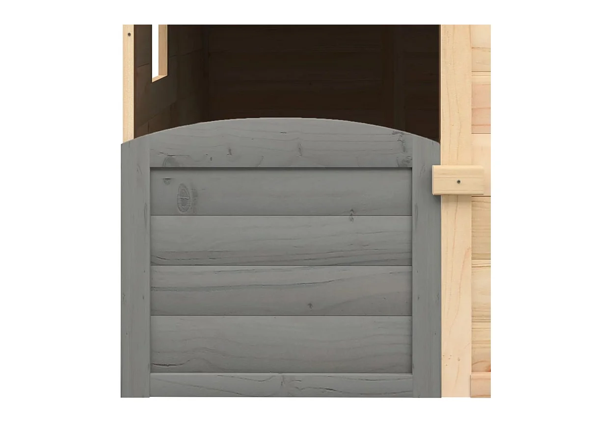 VidaXL Casita de juegos de madera 3-12 años puerta con cierre y maceteros madera/gris