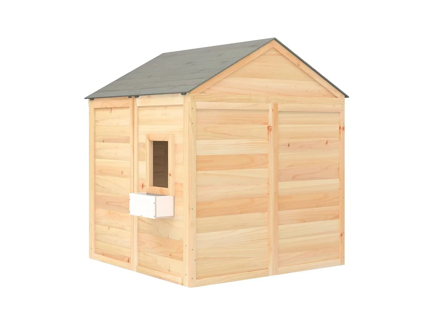 VidaXL Casita de juegos de madera 3-12 años puerta con cierre y maceteros madera/gris