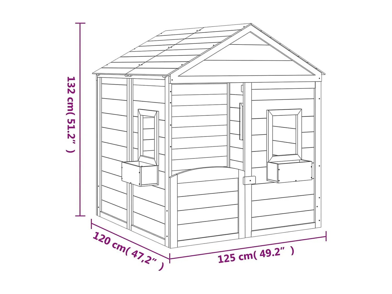 VidaXL Casita de juegos de madera 3-12 años puerta con cierre y maceteros madera/gris