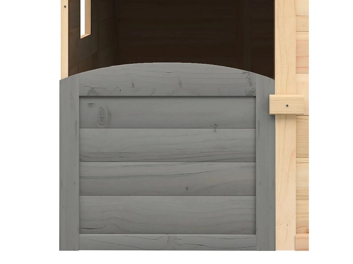 VidaXL Casita de juegos de madera 3-12 años puerta con cierre y maceteros madera/gris