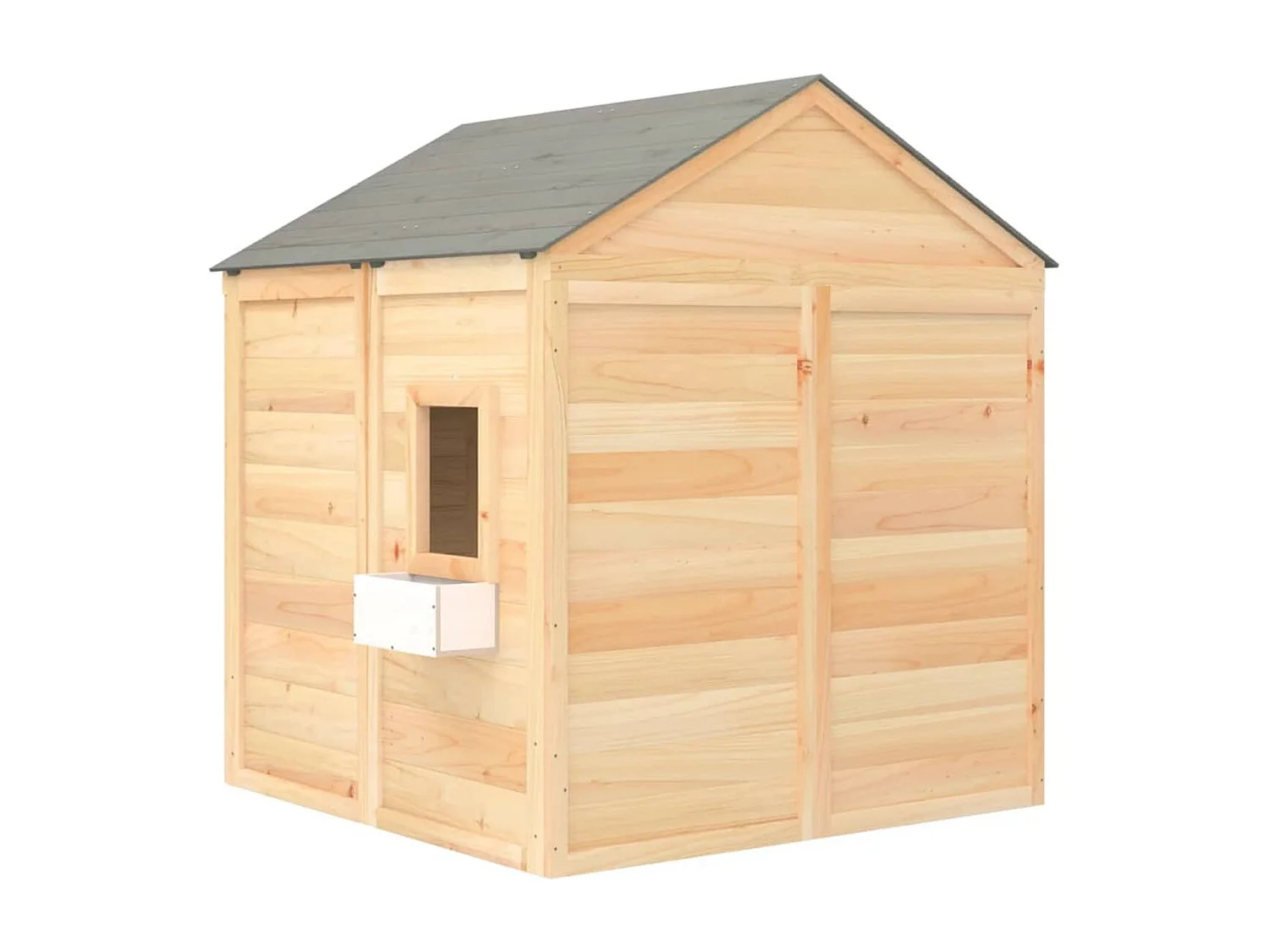 VidaXL Casita de juegos de madera 3-12 años puerta con cierre y maceteros madera/gris