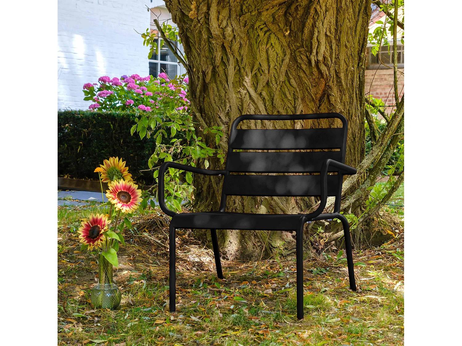 Fauteuil de jardin bas relax acier noir - Palavas