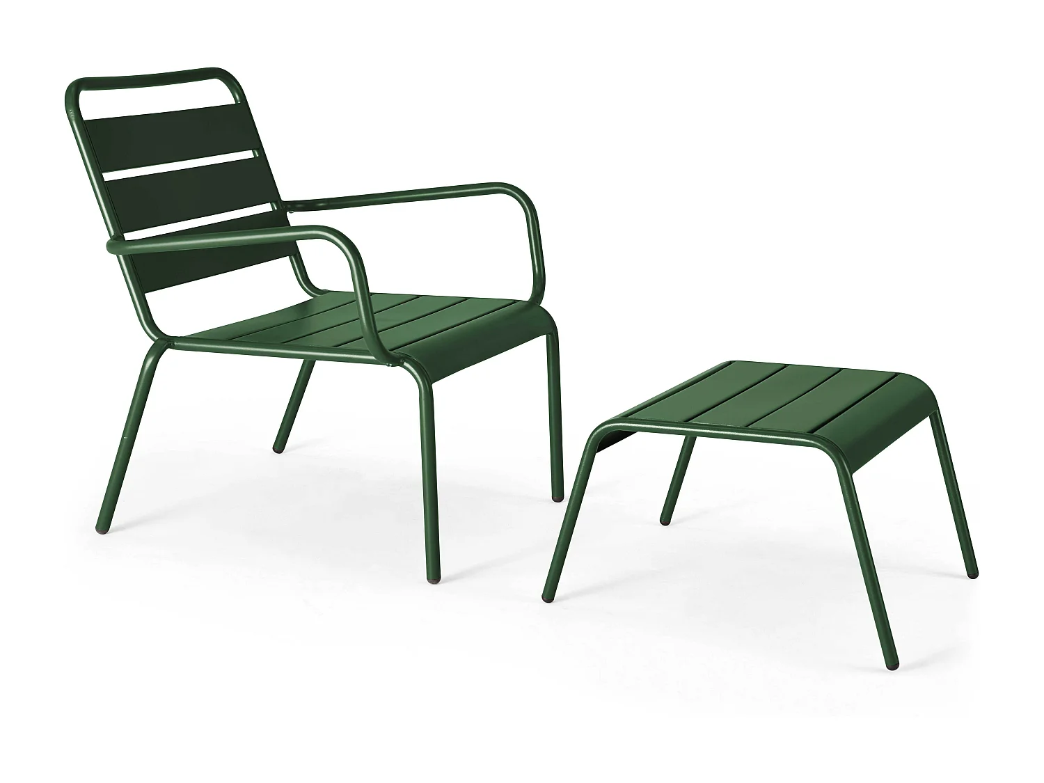 Fauteuil relax et repose pied en métal Vert forêt - Palavas