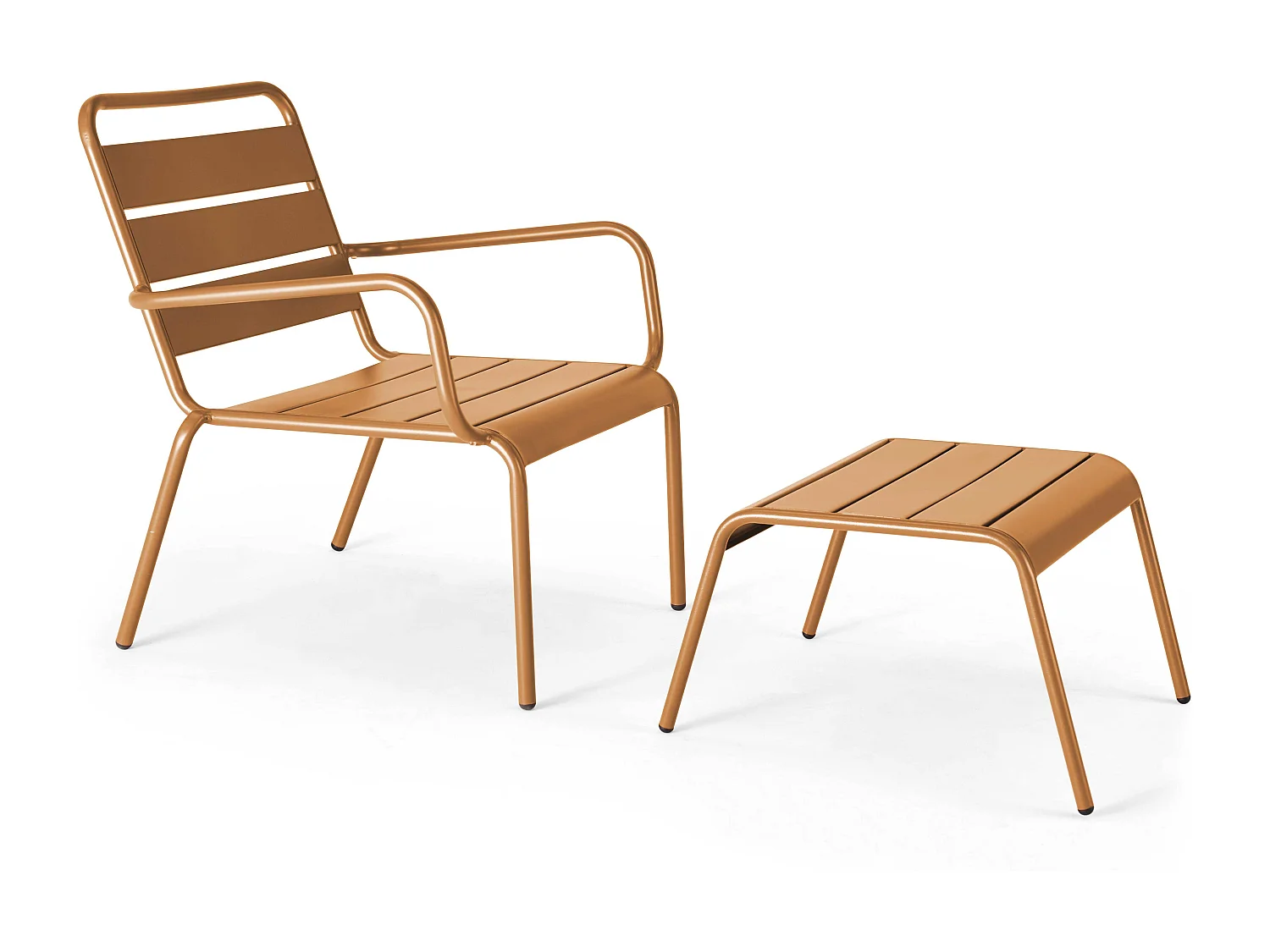 Fauteuil relax et repose pied en métal Caramel - Palavas