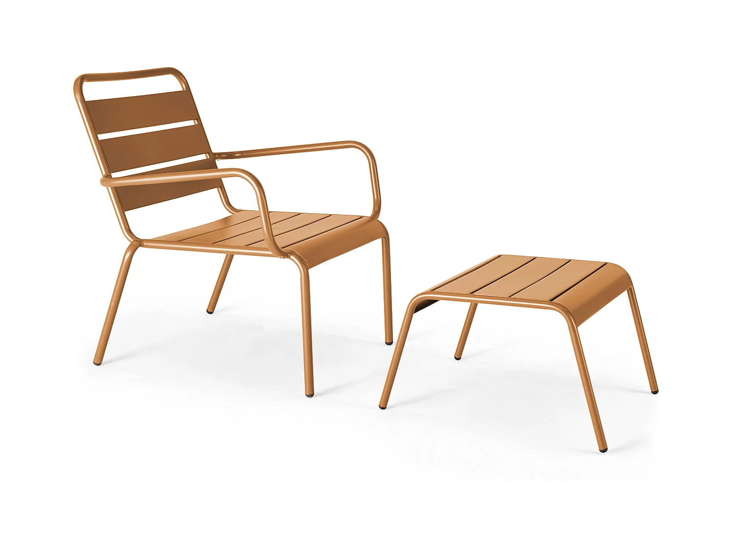 Fauteuil relax et repose pied en métal Caramel - Palavas