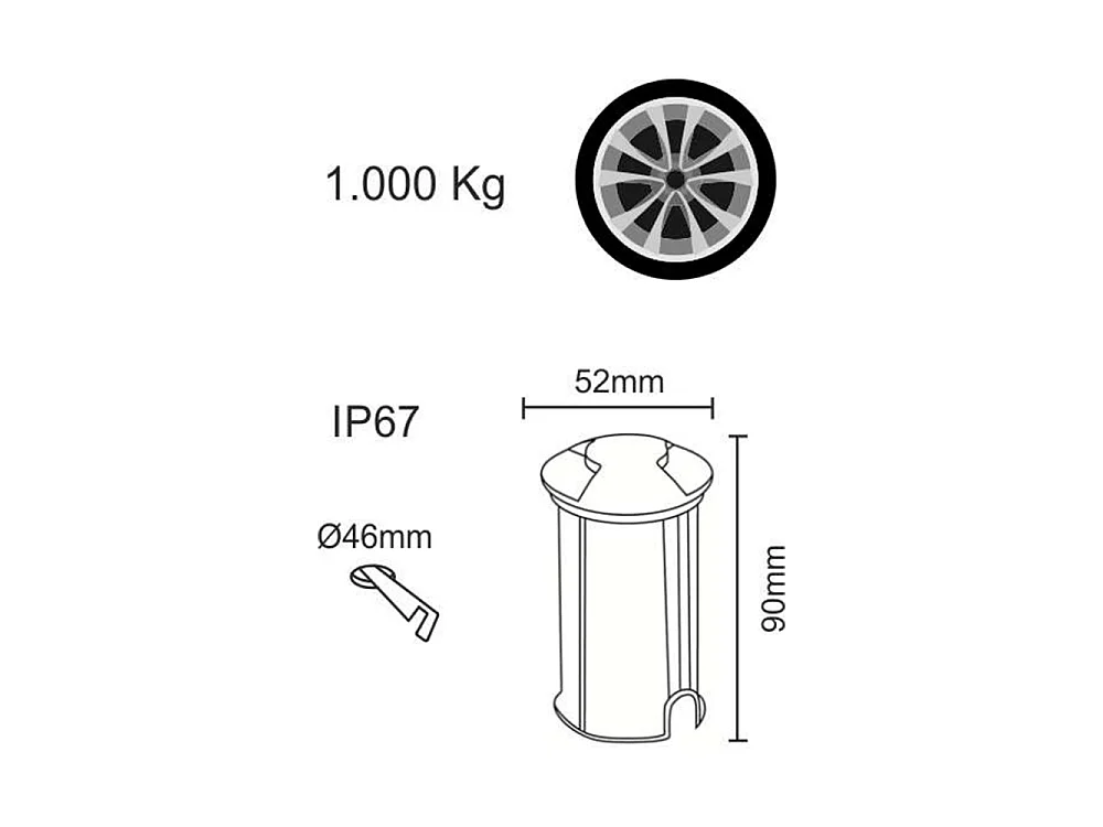 Beneito & Faure - Ina 2W 3000K udendørs LED-trinlampe - IP67 varmt lys indbygget spotlight til væg eller gulv