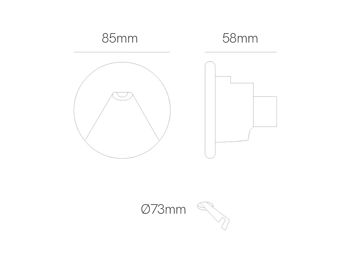 Beneito & Faure - Spot LED encastré Pun 3 W - Interrupteur CCT 2700 K/3200 K/4000 K - Noir et blanc