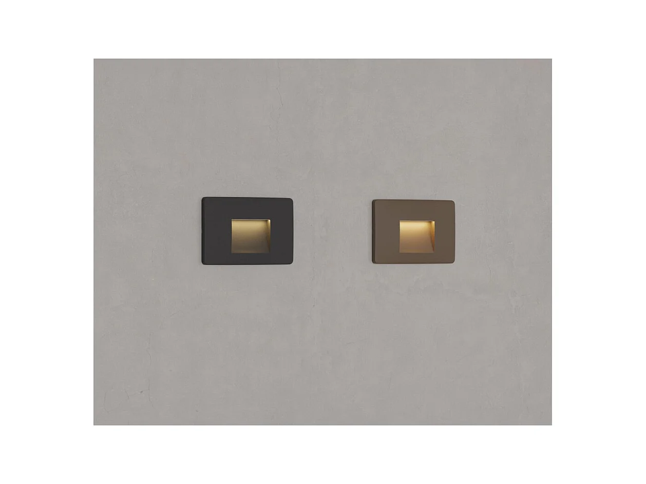 Beneito & Faure - Mis Sq Wall 3W LED inbouw trapverlichting - Vierkante wandtrapverlichting IP65 schakelaar 2700K/3200K/4000K - Zwart