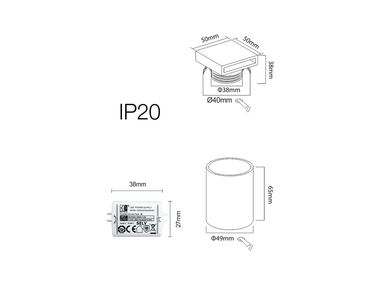 Steps - Beneito & Faure LED inbouw trapverlichting - 4W, 3000K warm licht, 120° - Witte vierkante inbouwwandlamp