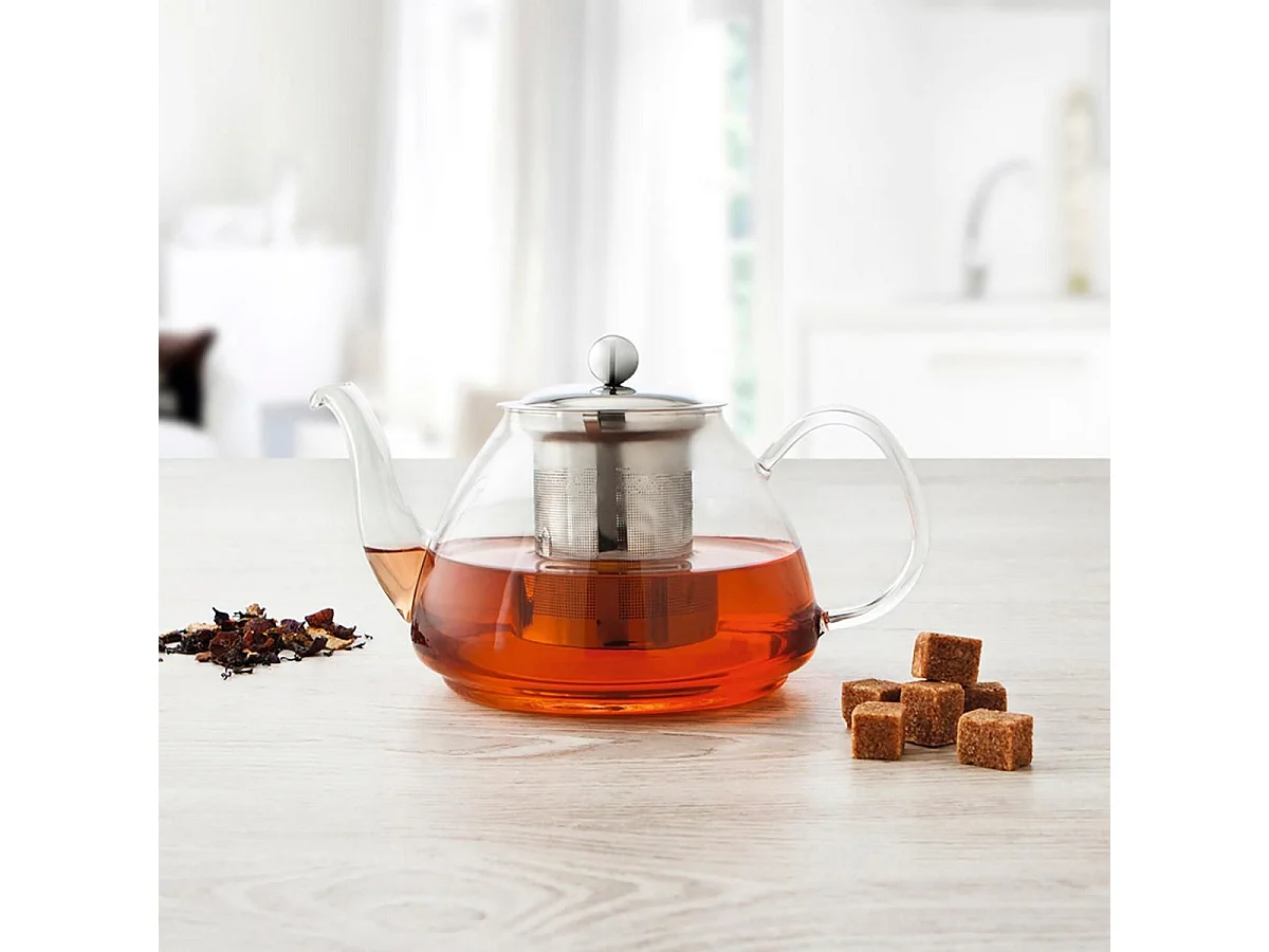 Tetera Serenia Quid filtro inox con tapa vidrio transparente 1L