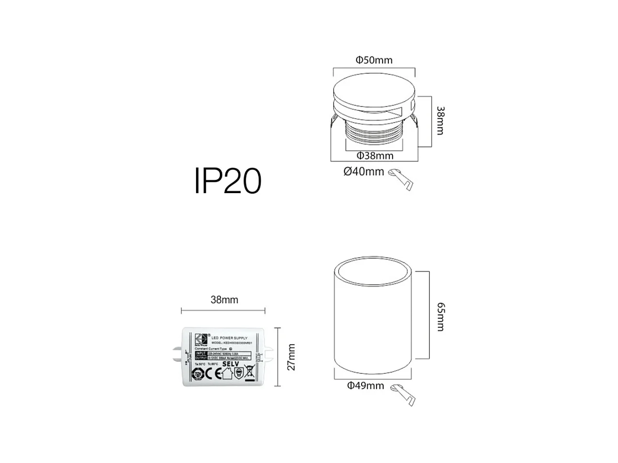 Grow - Beneito & Faure LED inbouw wandlamp - 4W, 3000K warm licht, 120° - Ronde witte inbouw wandlamp