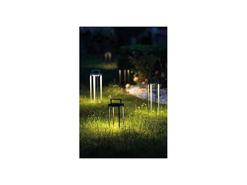 Zafferano - Lanterne solaire 2 LED 37,3 cm - Lampe murale et de table 2 W avec batterie et capteur crépusculaire - Blanc