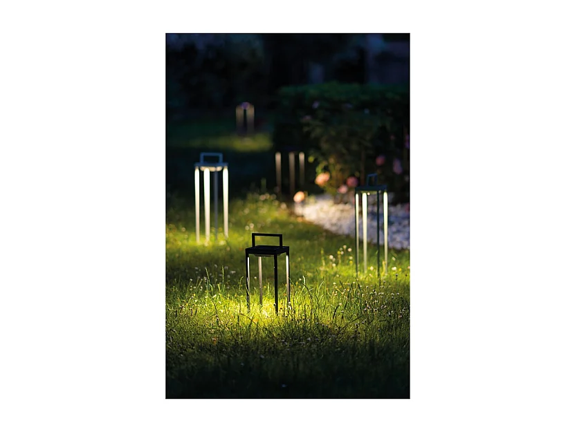 Zafferano - Home Solar 2 LED Laterne 37,3cm - 2W Wand- und Tischleuchte mit Akku und Dämmerungssensor - Weiß