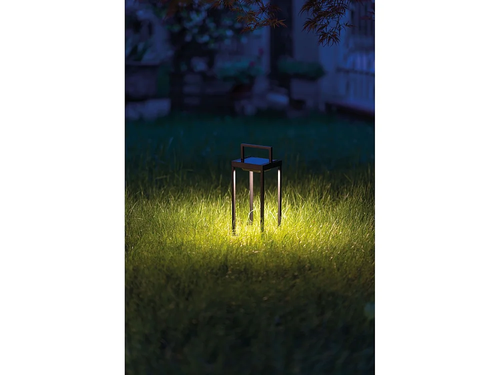 Zafferano - Lanterne solaire 2 LED 37,3 cm - Lampe murale et de table 2 W avec batterie et capteur crépusculaire - Blanc