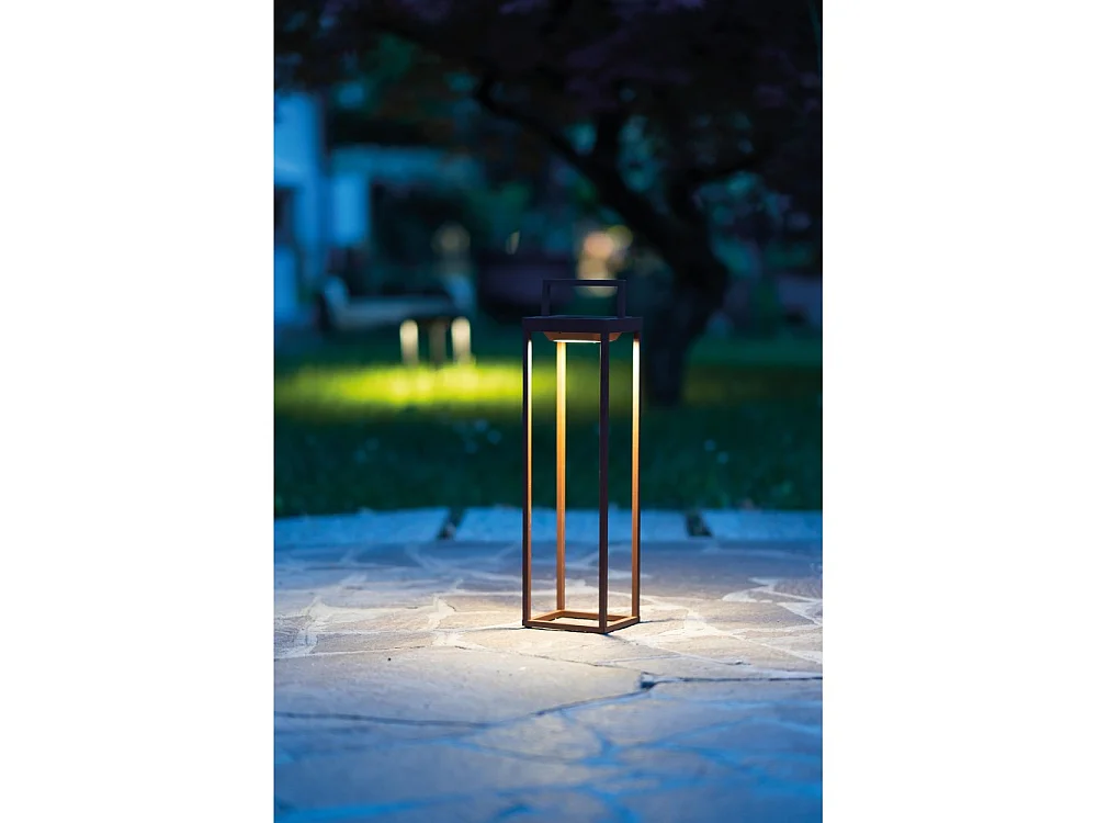Zafferano - Lanterne solaire 2 LED 37,3 cm - Lampe murale et de table 2 W avec batterie et capteur crépusculaire - Blanc