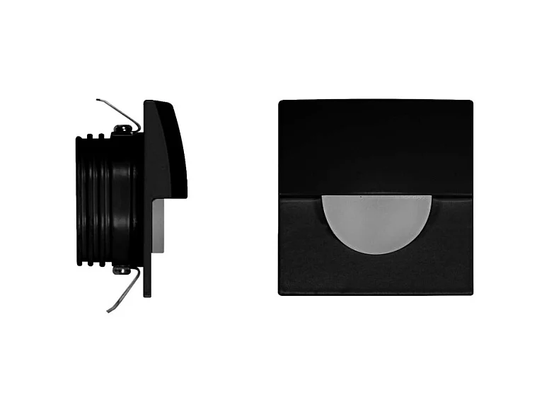 Skin - Beneito & Faure LED wpuszczana lampa schodowa - 2W, ciepłe światło 3000K, 120° - Czarna kwadratowa wpuszczana lampa ścienna