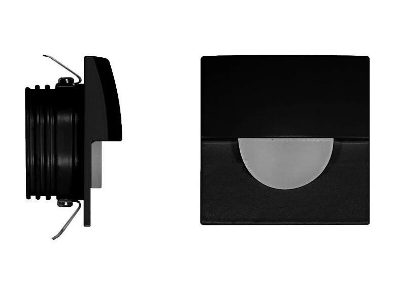 Skin - Beneito & Faure LED wpuszczana lampa schodowa - 2W, ciepłe światło 3000K, 120° - Czarna kwadratowa wpuszczana lampa ścienna