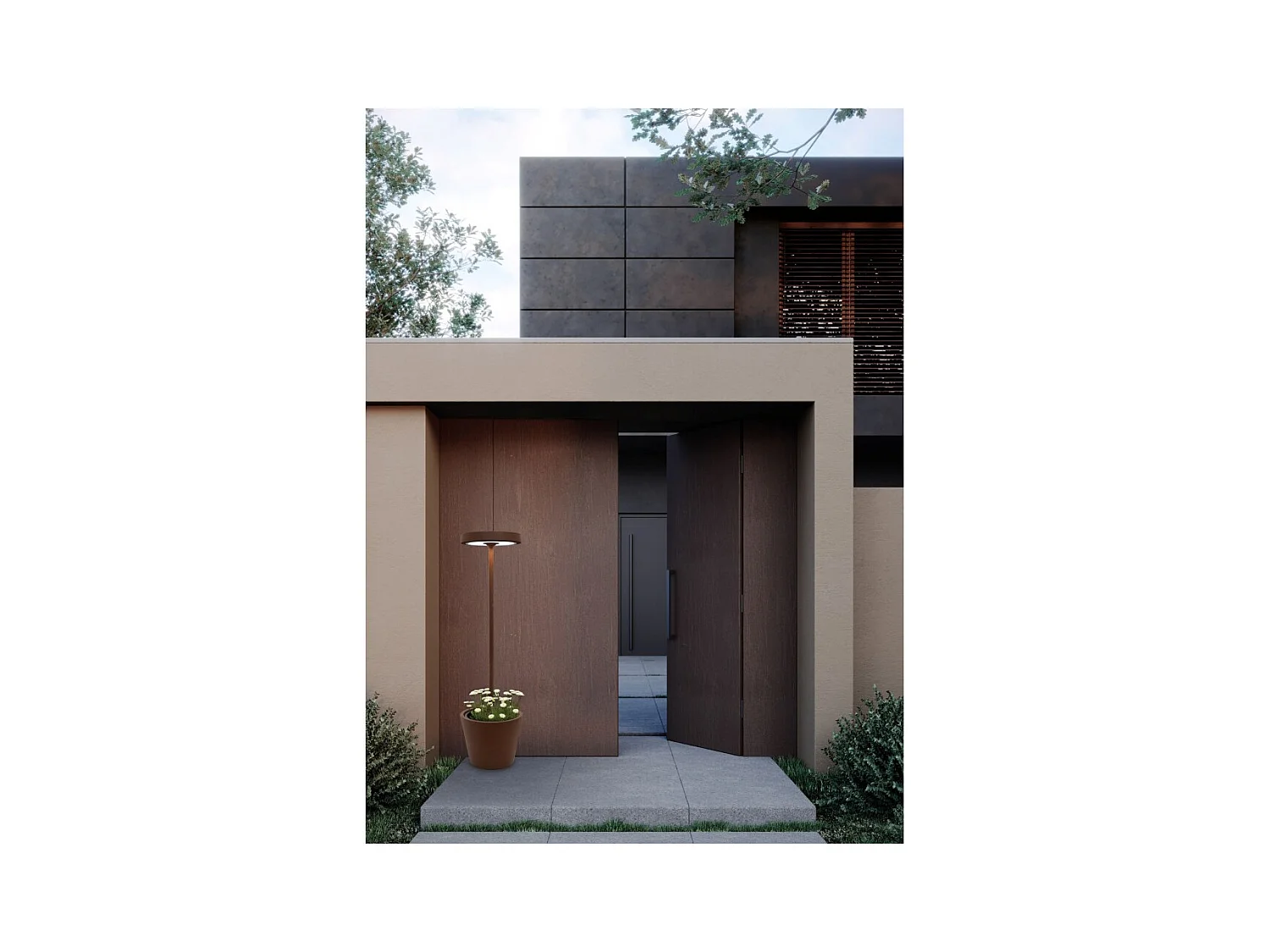 Poldina Reverso Solar L Corten - Solar- und wiederaufladbare LED-Stehleuchte 11,7 W - Stehleuchte für den Innen- und Außenbereich, H. 156 cm