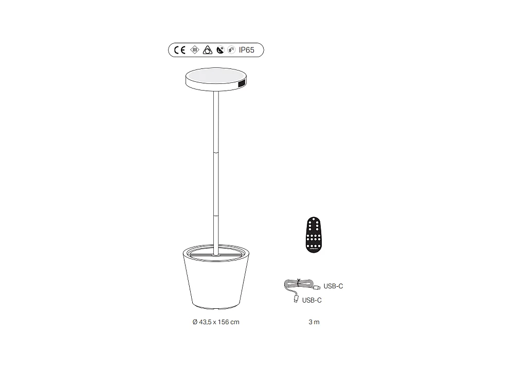 Poldina Reverso Solar L Corten - Lampa podłogowa LED 11,7W, solarna, do wnętrz i ogrodu, wys. 156 cm