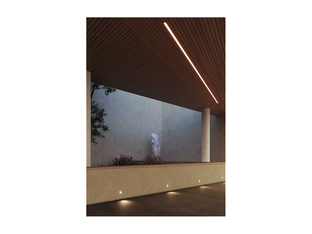 Luky - Foco empotrable LED para escalones Beneito & Faure - 2 W, luz natural 4000 K, 65° - Foco empotrable cuadrado negro