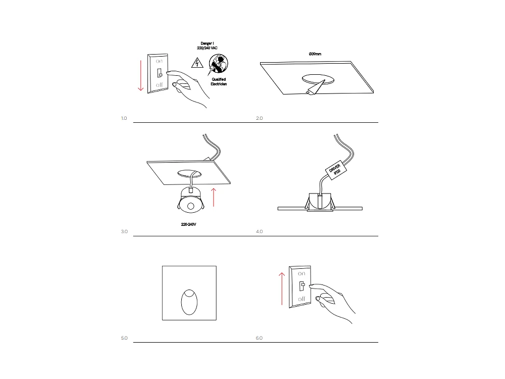 Luky - Beneito & Faure LED wpuszczana lampa schodowa - 2W, światło naturalne 4000K, 65° - Czarny kwadratowy reflektor wpuszczany