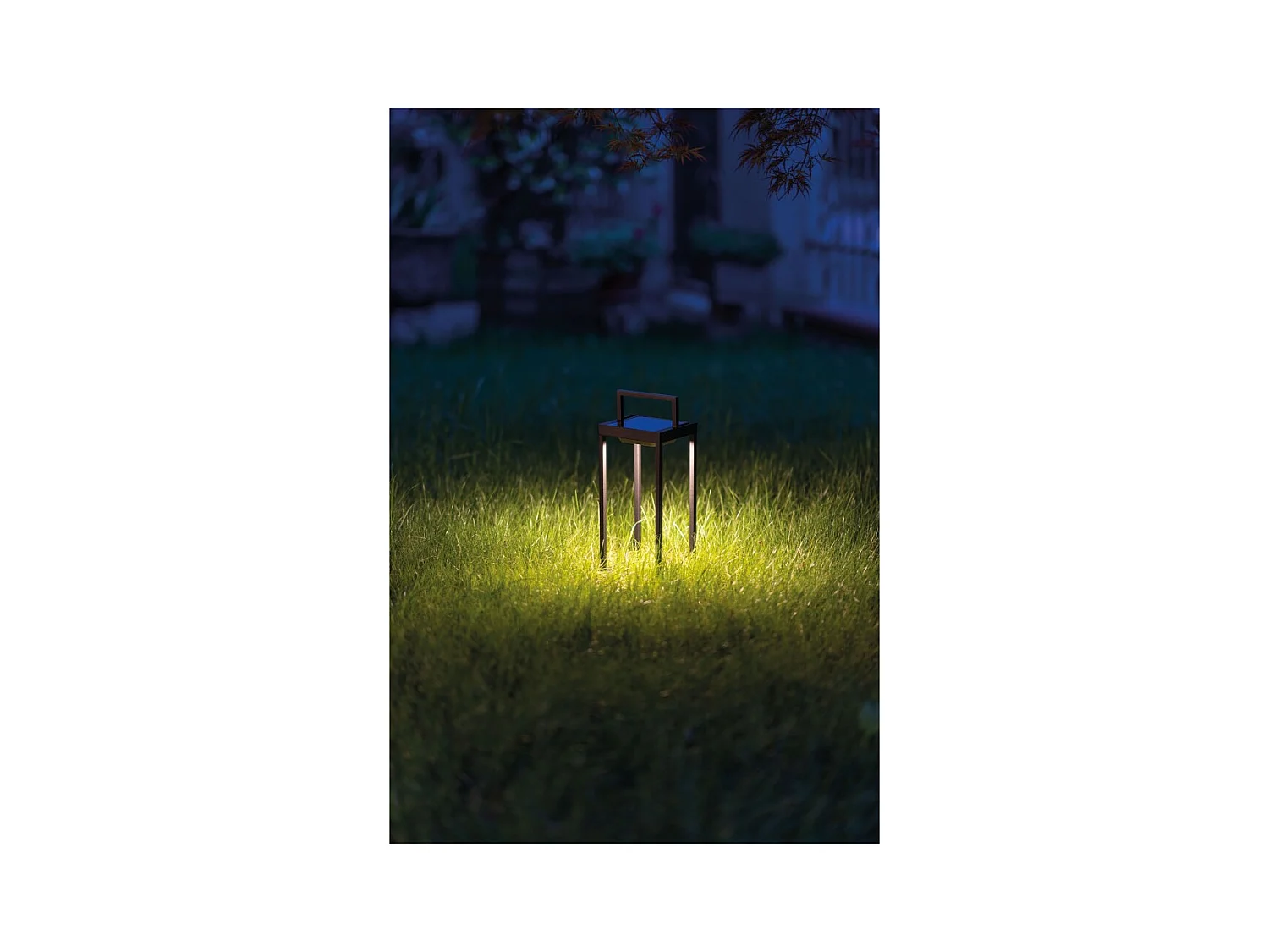 Zafferano - Lanterne solaire à 2 LED, 37,3 cm - Lampe murale et de table à piles 2 W avec capteur crépusculaire - Vert sauge