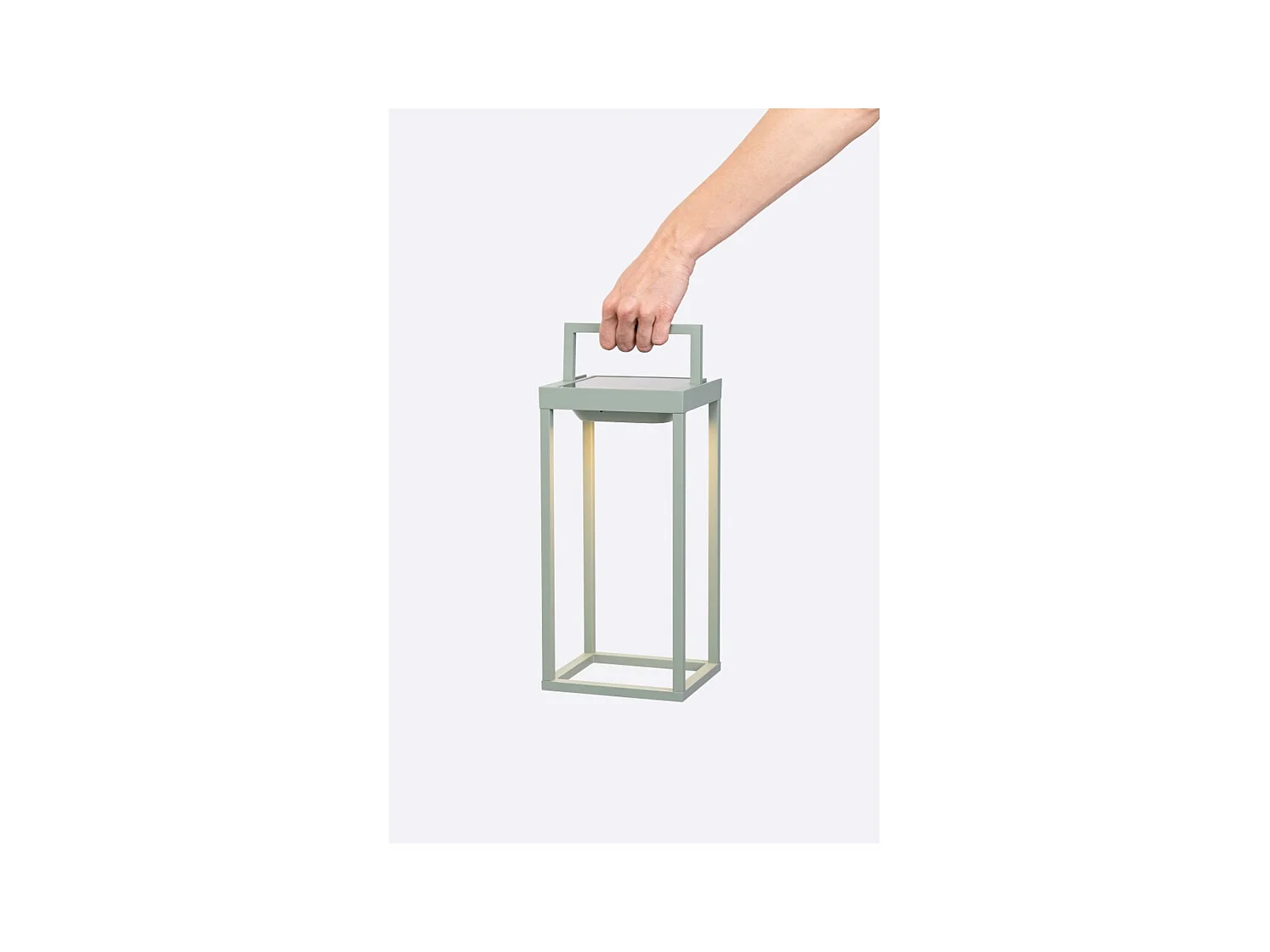 Zafferano - Lanterne solaire à 2 LED, 37,3 cm - Lampe murale et de table à piles 2 W avec capteur crépusculaire - Vert sauge