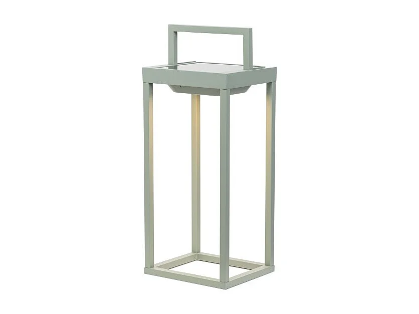 Zafferano - Farol solar para el hogar con 2 LED, 37,3 cm, lámpara de pared y mesa de 2 W a batería con sensor crepuscular, color verde salvia