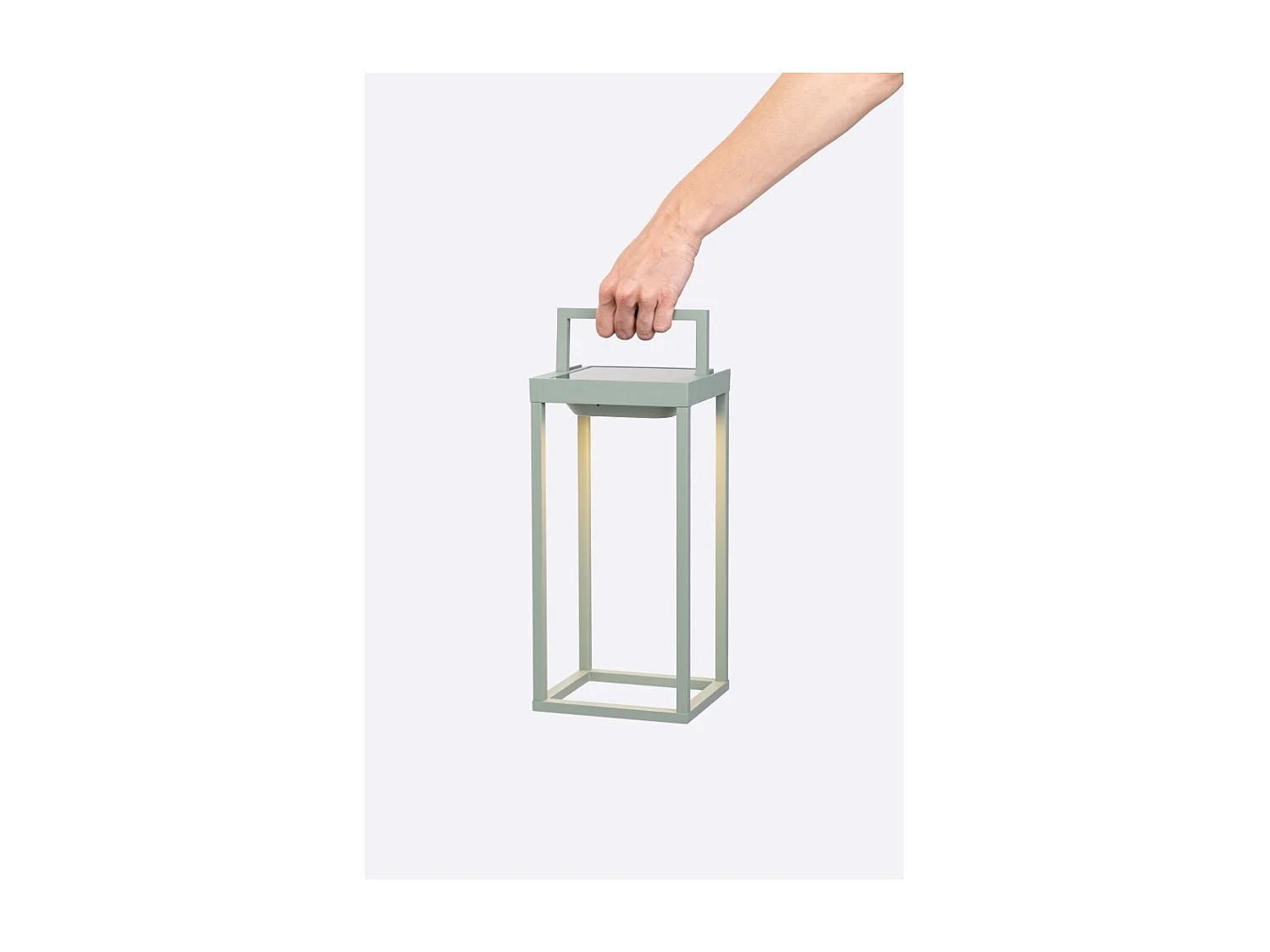 Zafferano - Lanterne solaire à 2 LED, 37,3 cm - Lampe murale et de table à piles 2 W avec capteur crépusculaire - Vert sauge