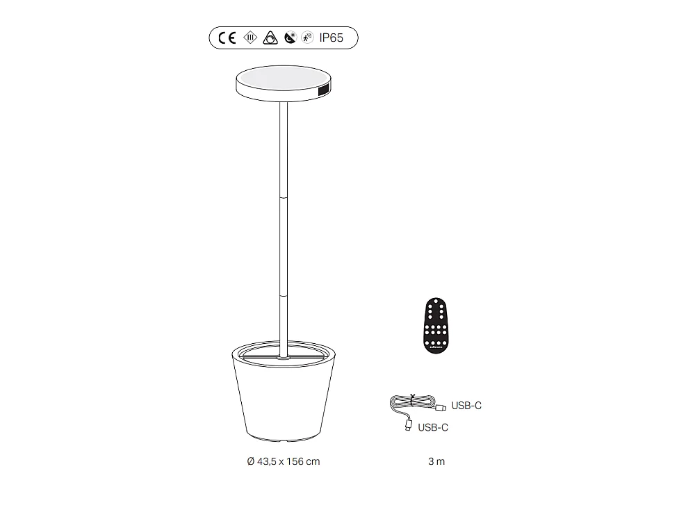 Poldina Reverso Solar L Sage - Solar- und wiederaufladbare LED-Stehleuchte 11,7 W - Stehleuchte für den Innen- und Außenbereich, H. 156 cm