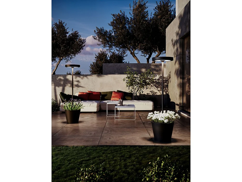 Poldina Reverso Solar L Sage - Solar- und wiederaufladbare LED-Stehleuchte 11,7 W - Stehleuchte für den Außen- und Innenbereich, H. 156 cm