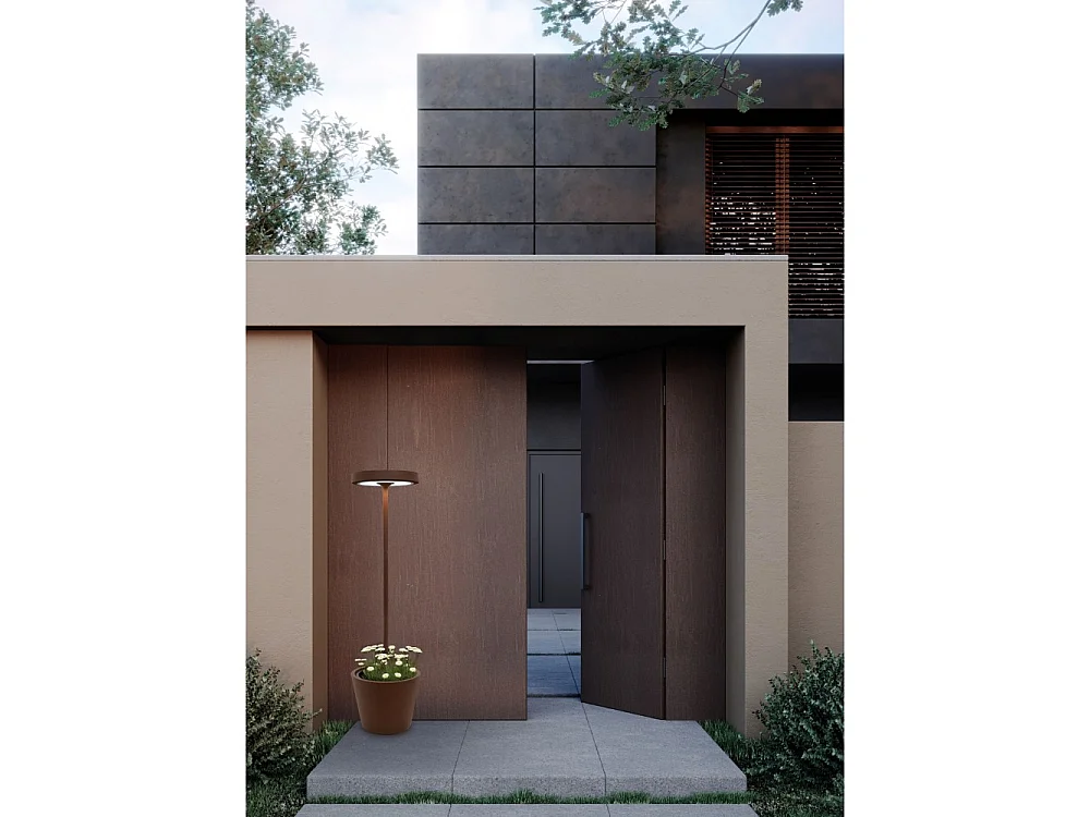 Poldina Reverso Solar L Sage - Solar- und wiederaufladbare LED-Stehleuchte 11,7 W - Stehleuchte für den Außen- und Innenbereich, H. 156 cm