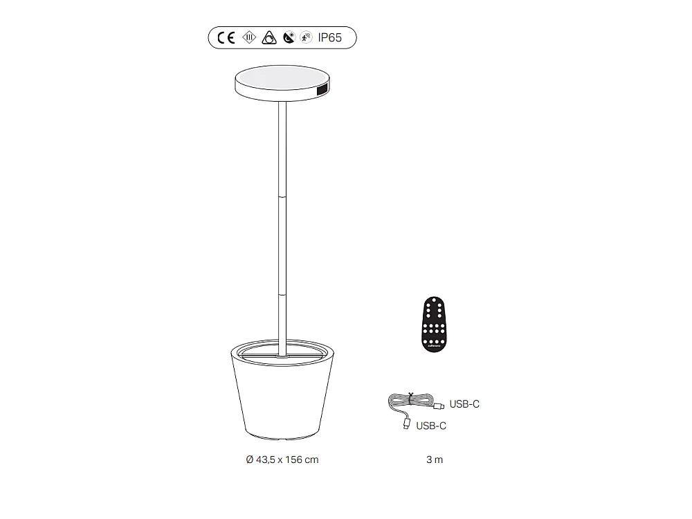 Poldina Reverso Solar L Sage - Solar- und wiederaufladbare LED-Stehleuchte 11,7 W - Stehleuchte für den Innen- und Außenbereich, H. 156 cm