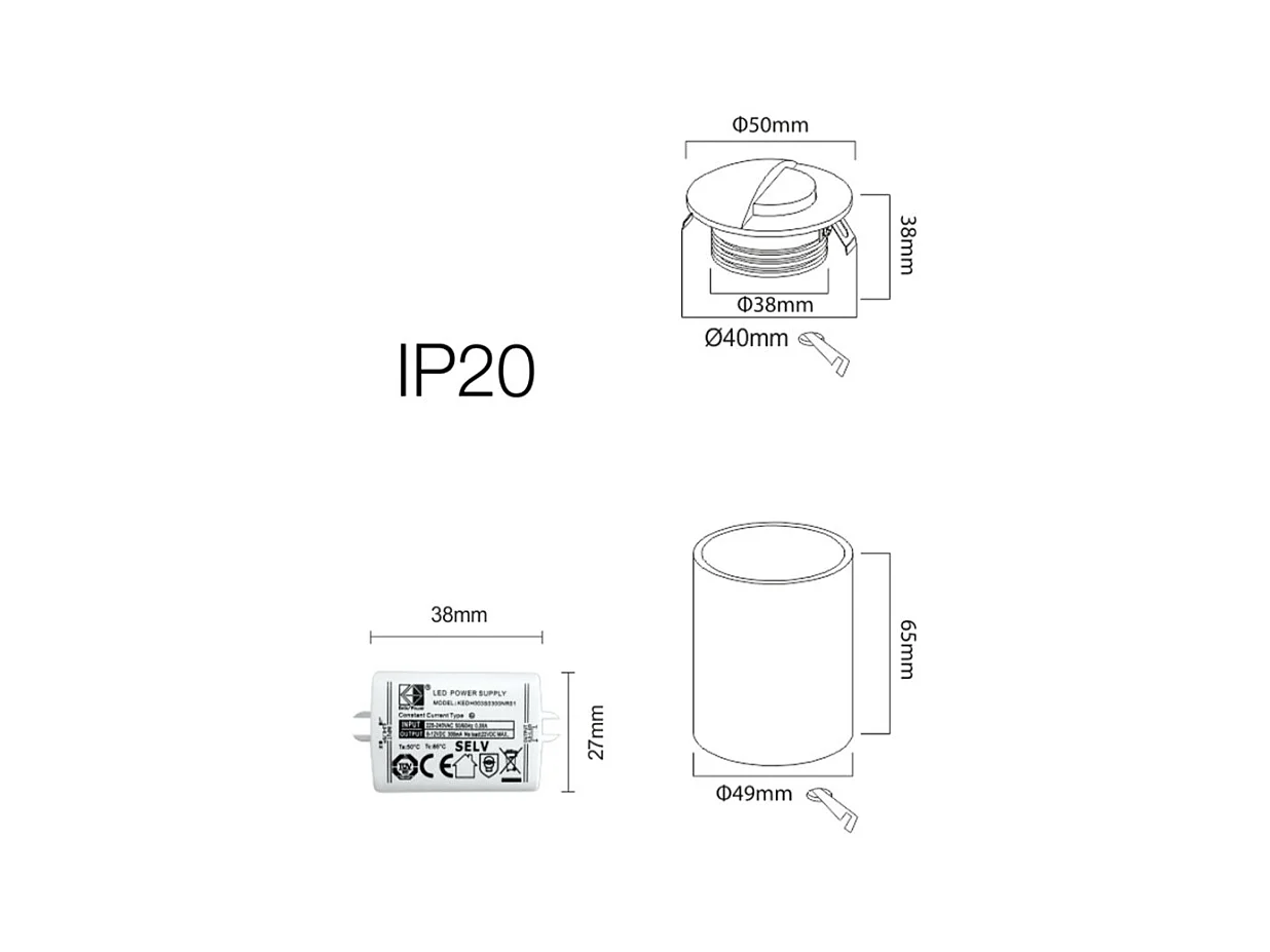 Ilo - Beneito & Faure LED wpuszczana lampa schodowa - 2W, ciepłe światło 3000K, 120° - biała okrągła wpuszczana lampa ścienna