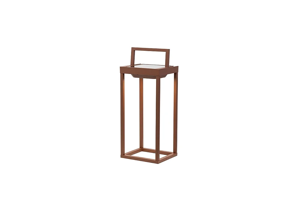 Zafferano - Farol solar para el hogar de 2 LED, 37,3 cm, lámpara de pared y mesa de 2 W con batería y sensor crepuscular - Corten