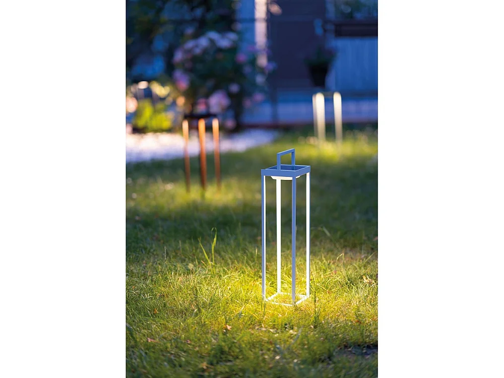 Zafferano - Farol solar para el hogar de 2 LED, 37,3 cm, lámpara de pared y mesa de 2 W con batería y sensor crepuscular - Corten