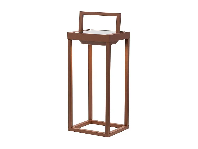 Zafferano - Home Solar 2 LED Laterne 37,3cm - 2W Wand- und Tischleuchte mit Akku und Dämmerungssensor - Corten