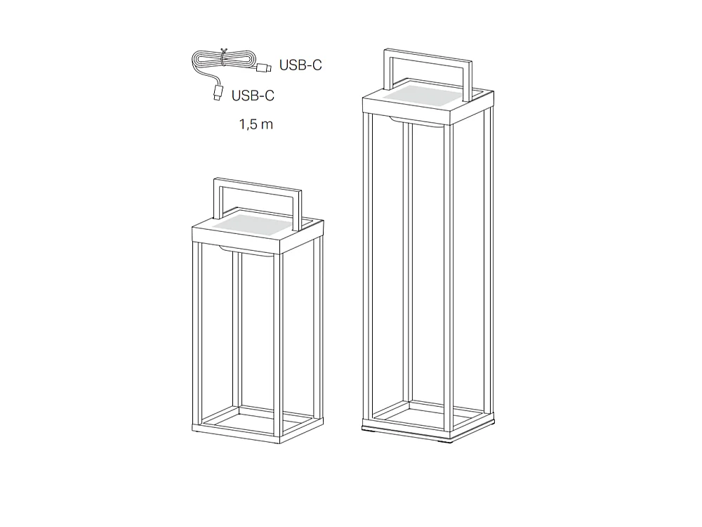 Zafferano - Home Solar 2 LED Laterne, 37,3cm - 2W Wand- und Tischleuchte mit Akku und Dämmerungssensor - Schwarz
