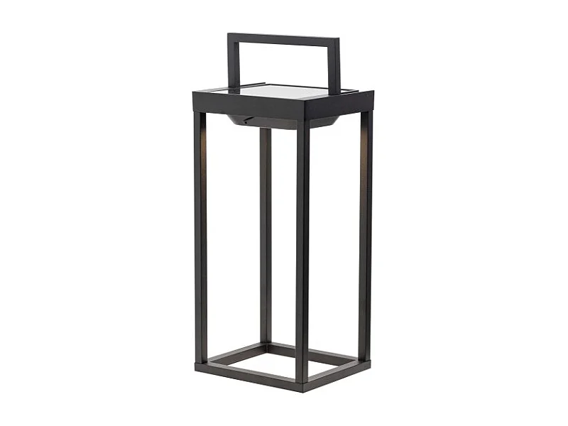 Zafferano - Home Solar 2 LED Laterne, 37,3cm - 2W Wand- und Tischleuchte mit Akku und Dämmerungssensor - Schwarz