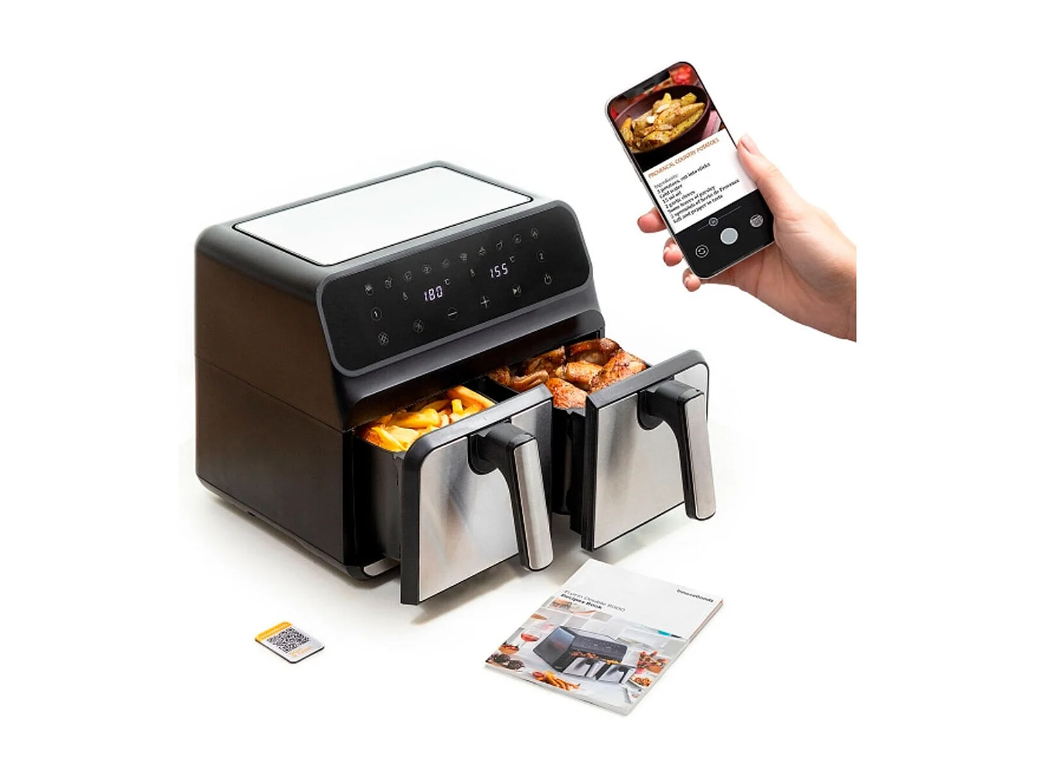 Freidora de aire Fryinn Double 8000 Innovagoods 3400W 8L negro