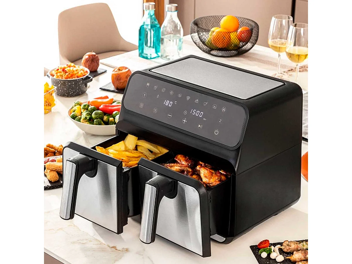 Freidora de aire Fryinn Double 8000 Innovagoods 3400W 8L negro